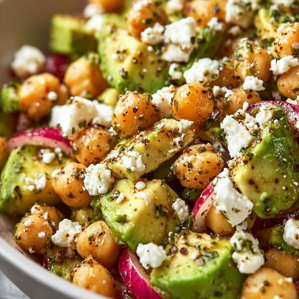 Chickpea Feta Avocado Salad