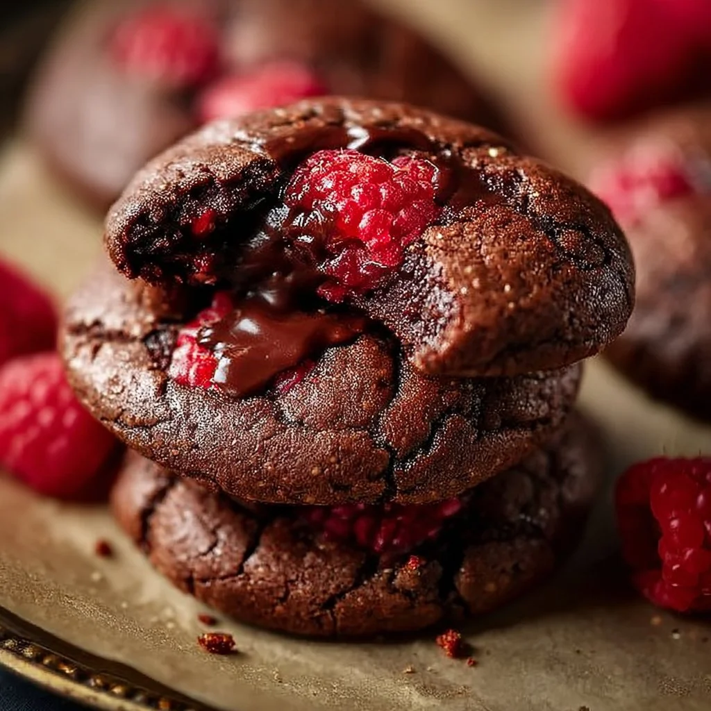 Chocolate Raspberry Fudgy Cookies