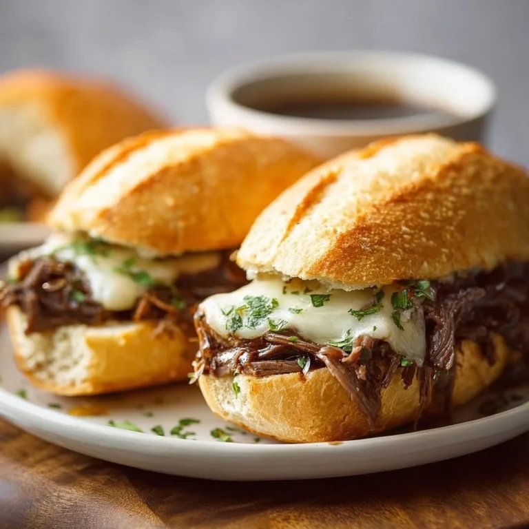 Crockpot French Dip Sandwiches served with dipping sauce