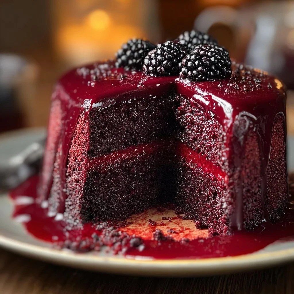 Decadent Blackberry Velvet Gothic Cake