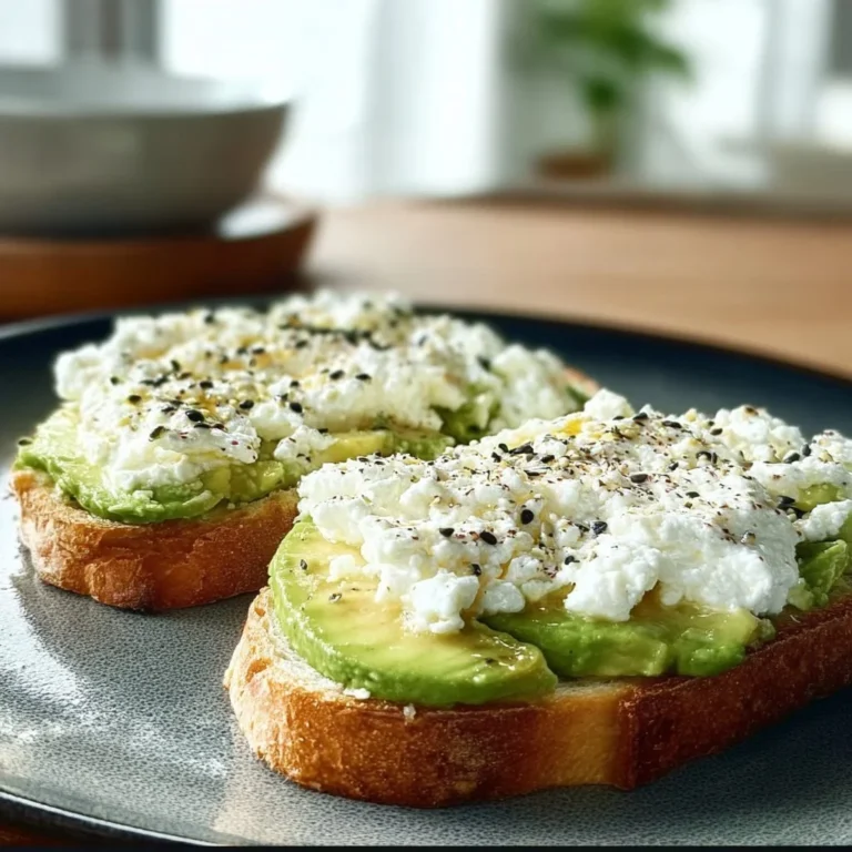 Easy cottage cheese avocado toast topped with fresh herbs
