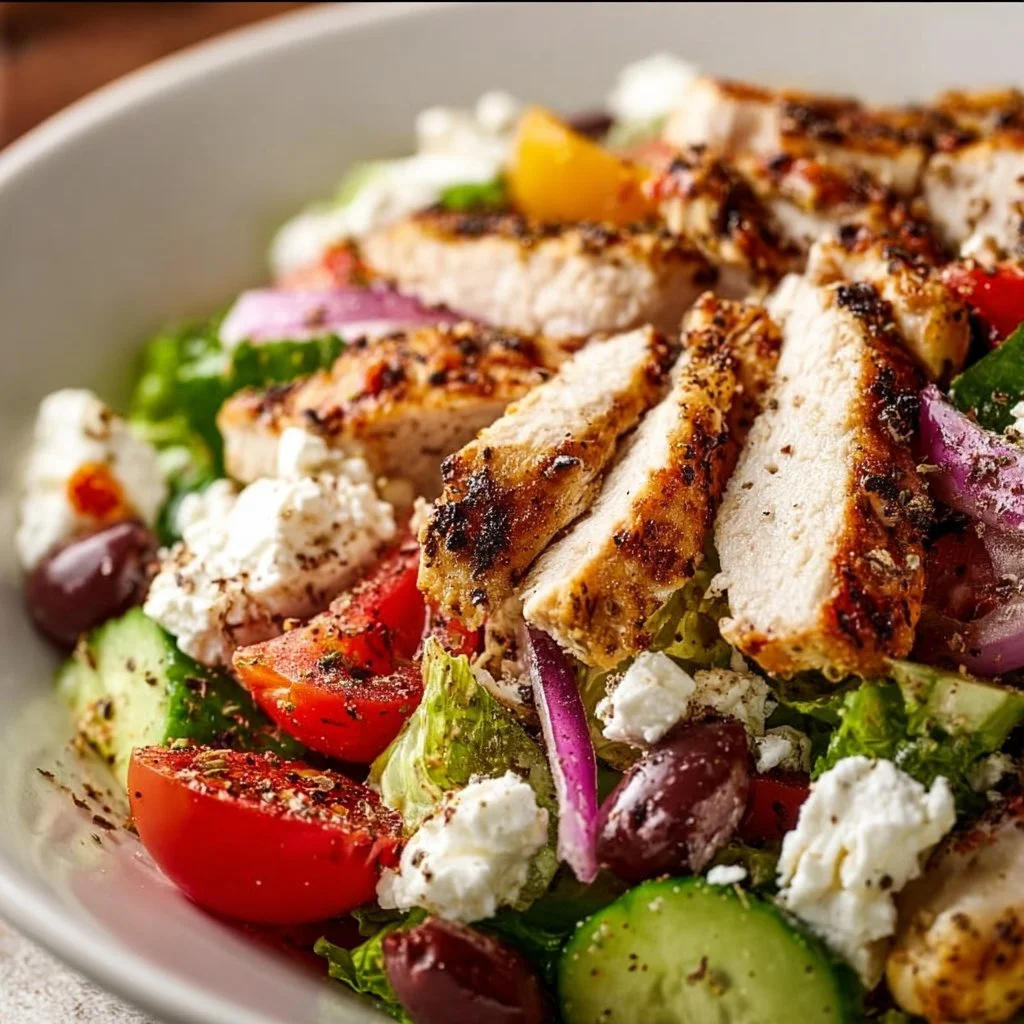 Fresh Greek Salad with Chicken
