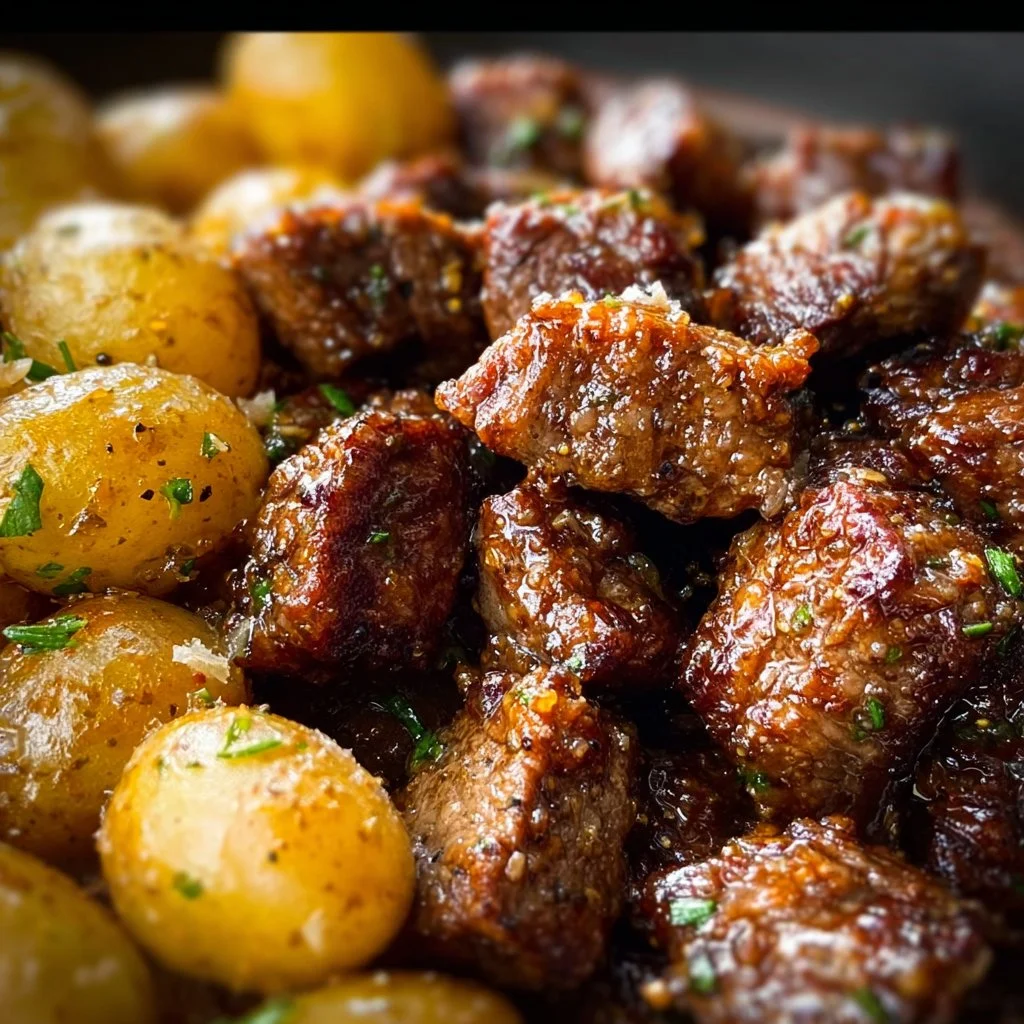 Garlic Butter Beef Bites with Potatoes