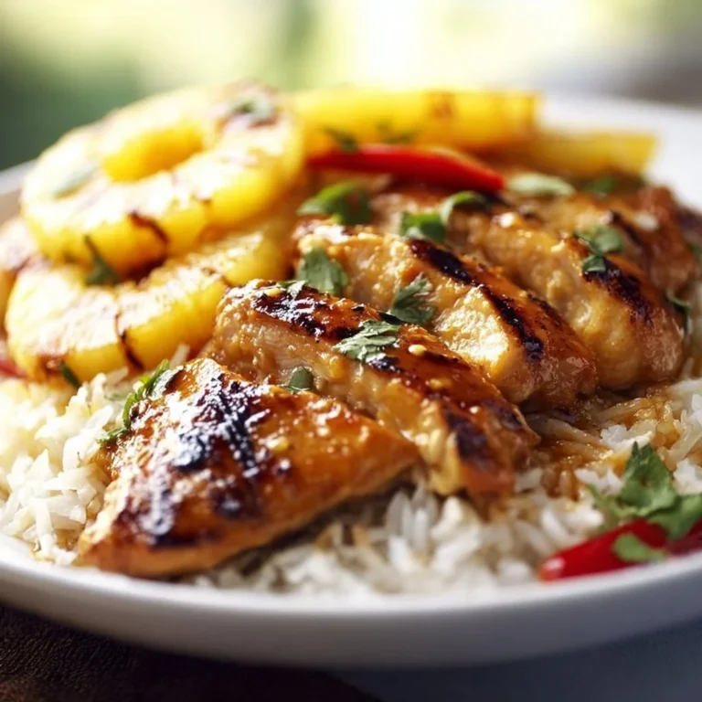 Hawaiian Chicken served with pineapple and coconut rice