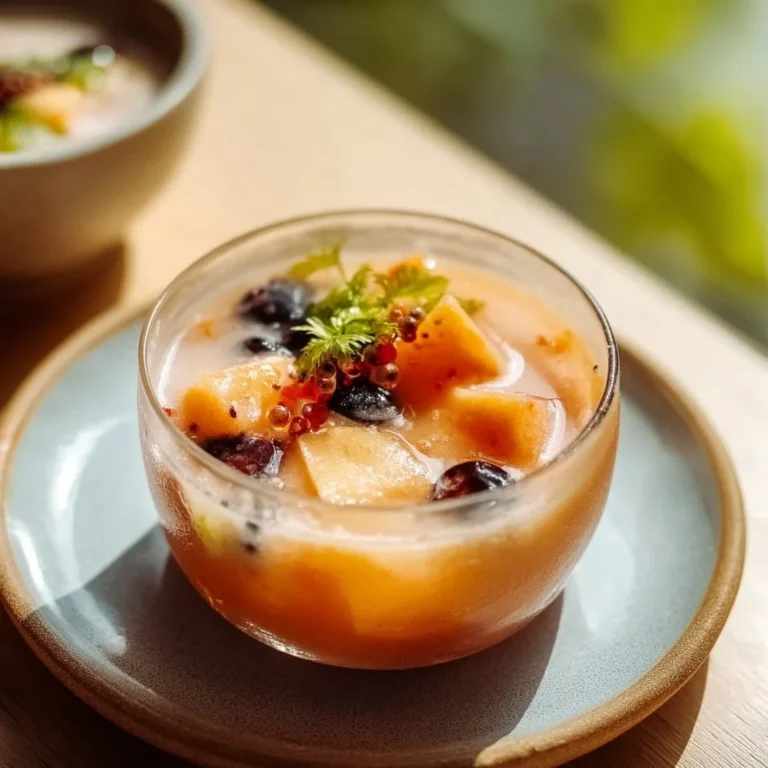 A vibrant bowl of Hwachae, traditional Korean fruit punch filled with assorted fresh fruits.