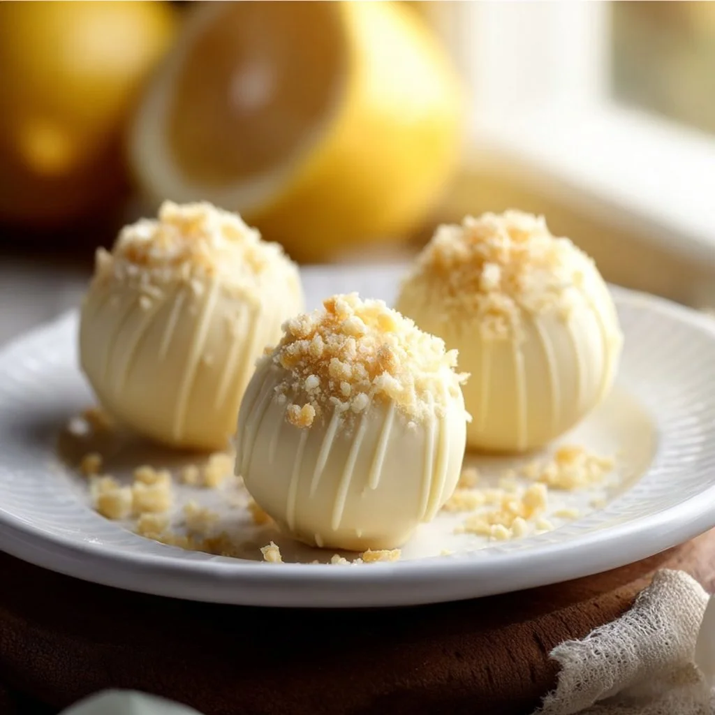 Delicious Lemon White Chocolate Truffles with a creamy texture and citrus flavor