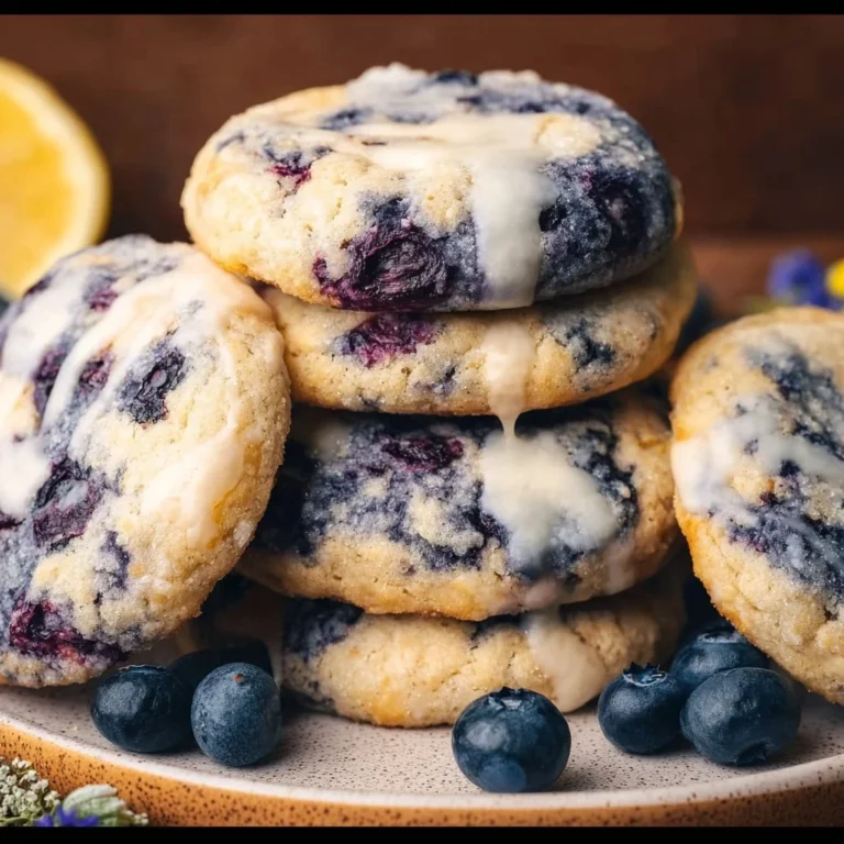 Delicious Lemon Blueberry Cheesecake Cookies on a plate