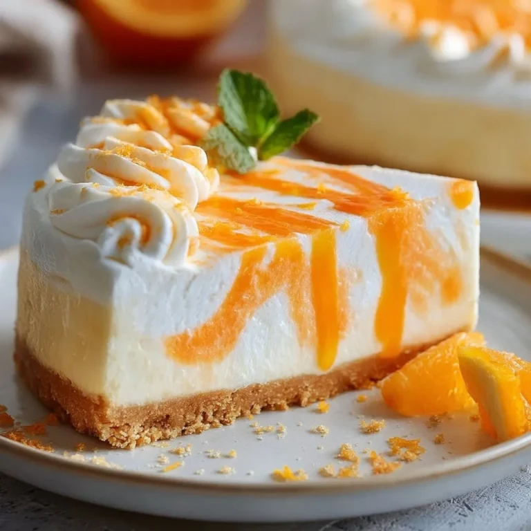 Delicious no-bake orange creamsicle cheesecake topped with orange zest and whipped cream