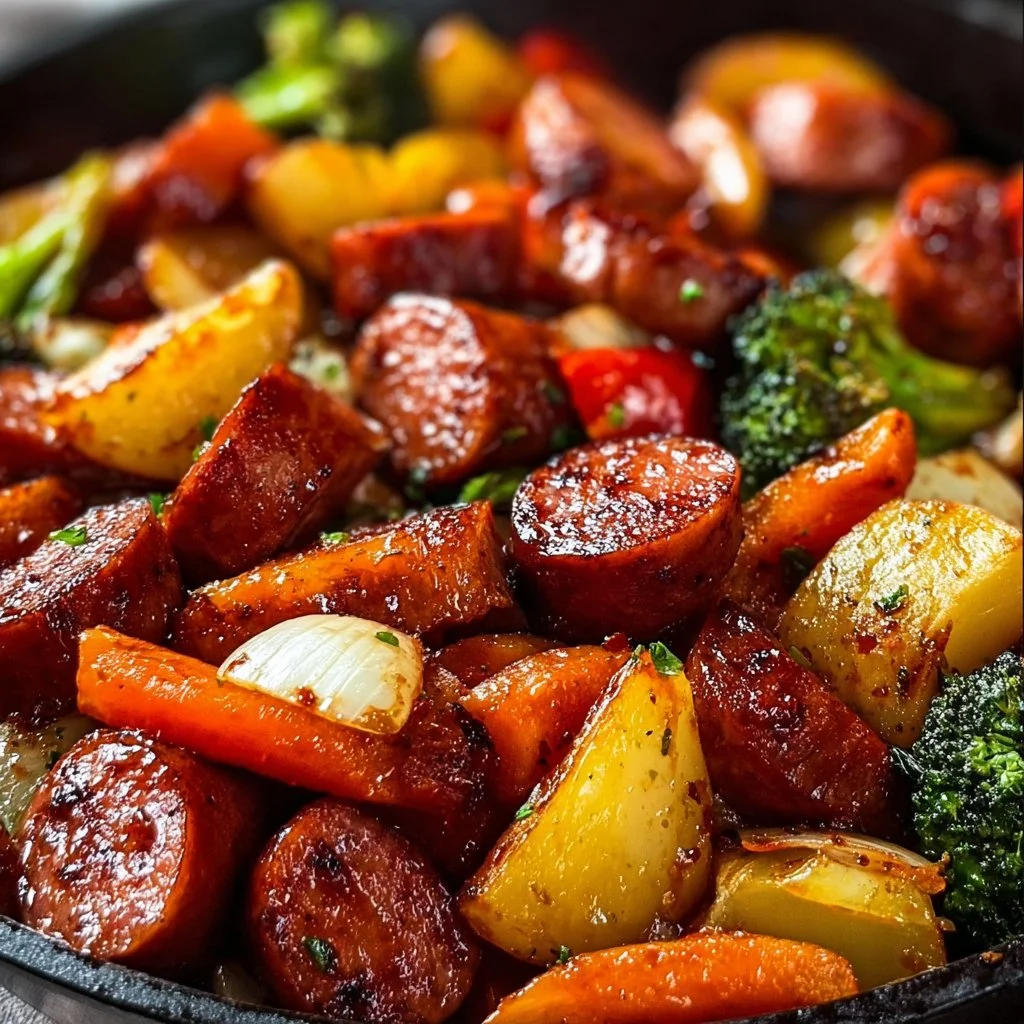 One-Pan Honey Garlic Kielbasa & Veggies