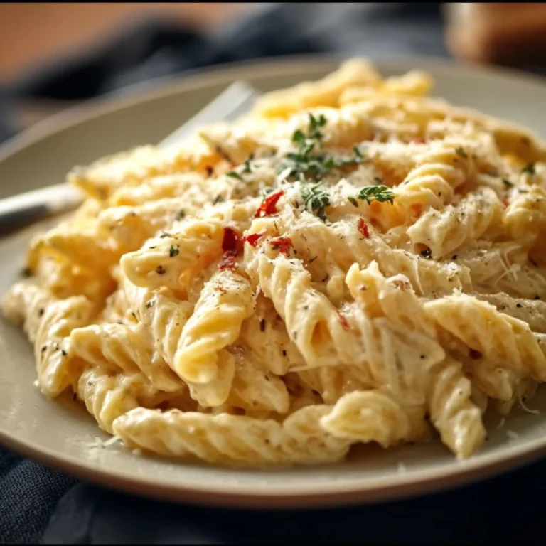 Delicious One Pot Creamy Garlic Pasta topped with parsley