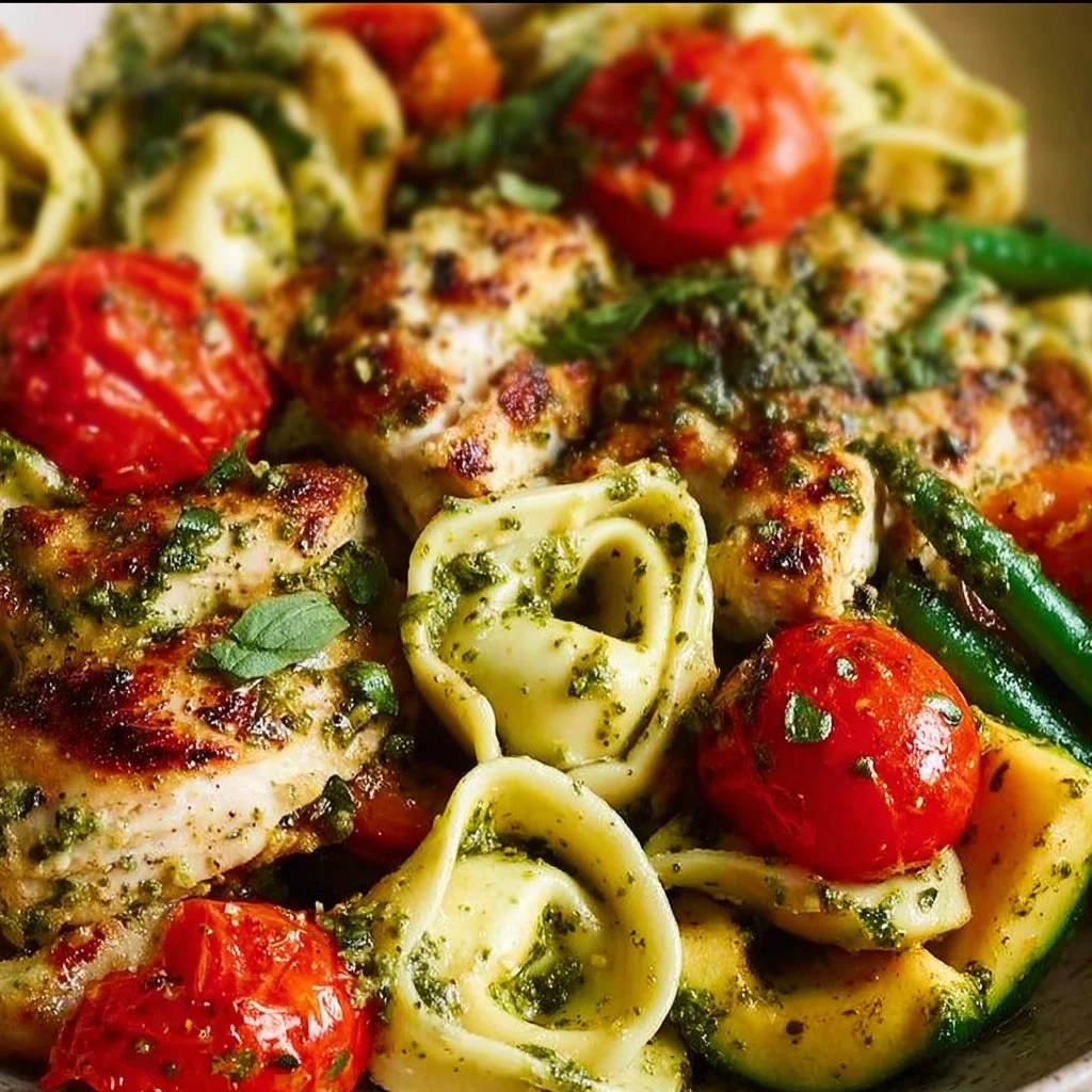 Pesto Chicken with Tortellini and Veggies