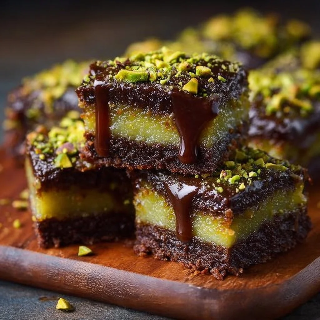 Pistachio Kunafa Chocolate Brownies