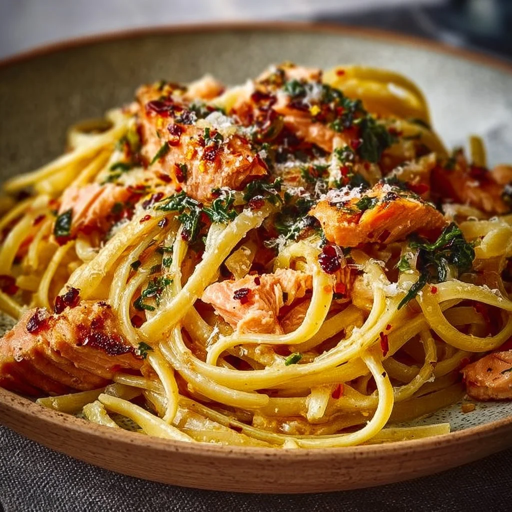 Salmon Linguine With Chilli Oil