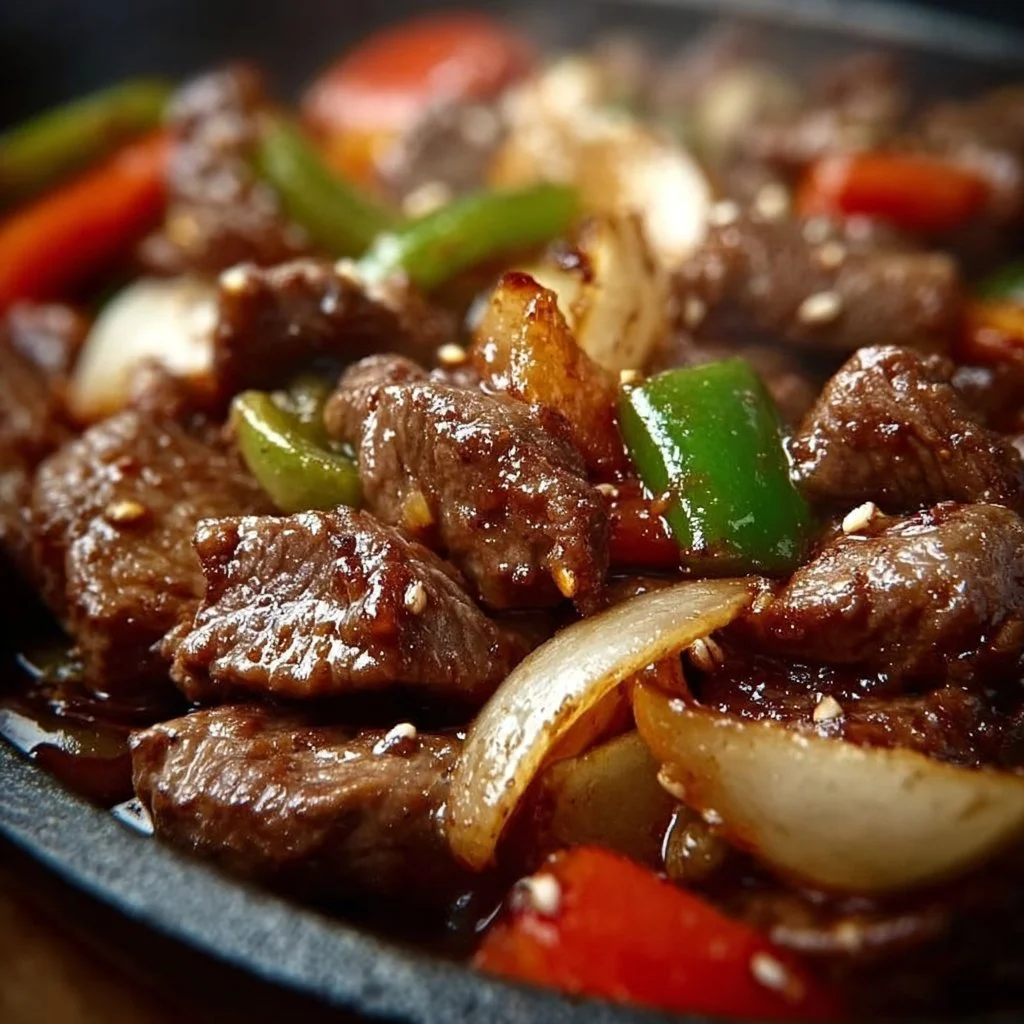 Sizzling Chinese Pepper Steak with Onions