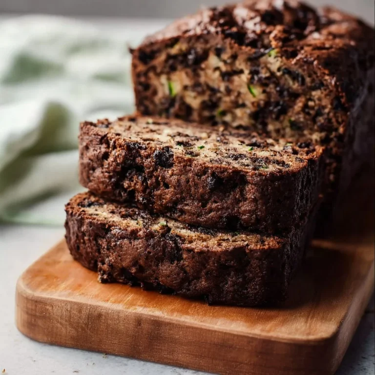 Moist zucchini bread freshly baked with green zucchini and spices