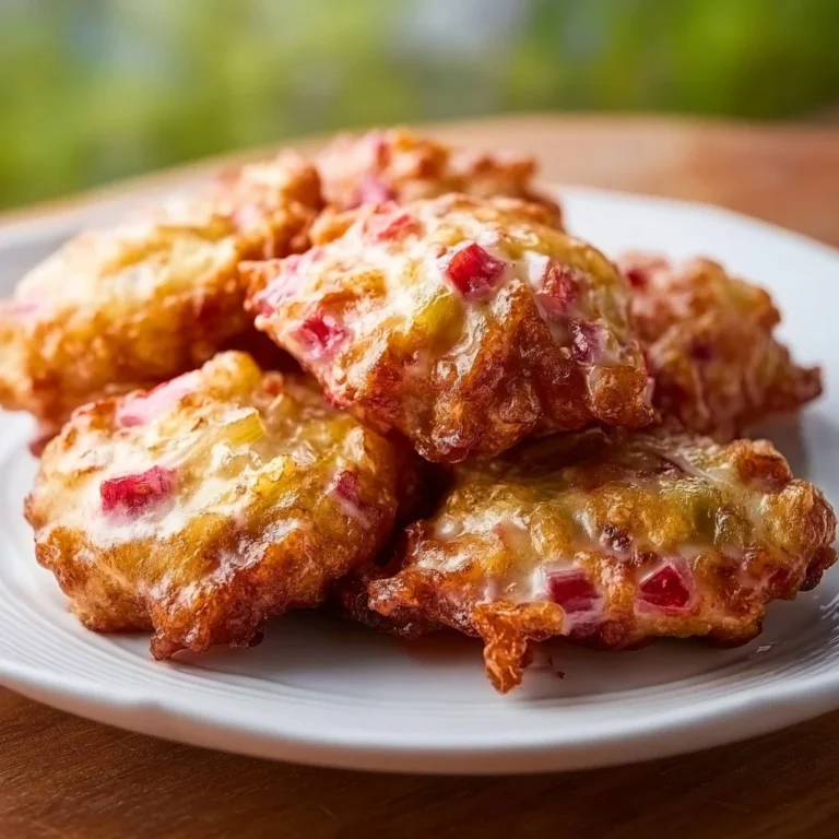 Deliciously baked rhubarb fritters fresh out of the oven.