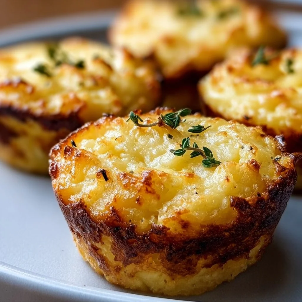 Cheesy mashed potato muffins served on a plate