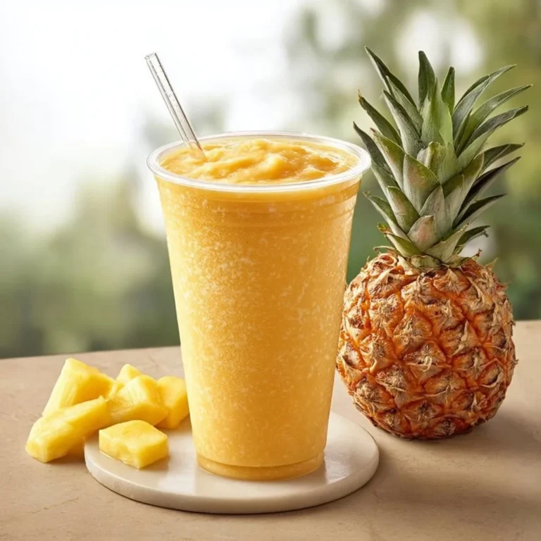 A refreshing Aloha Pineapple Smoothie inspired by Jamba Juice