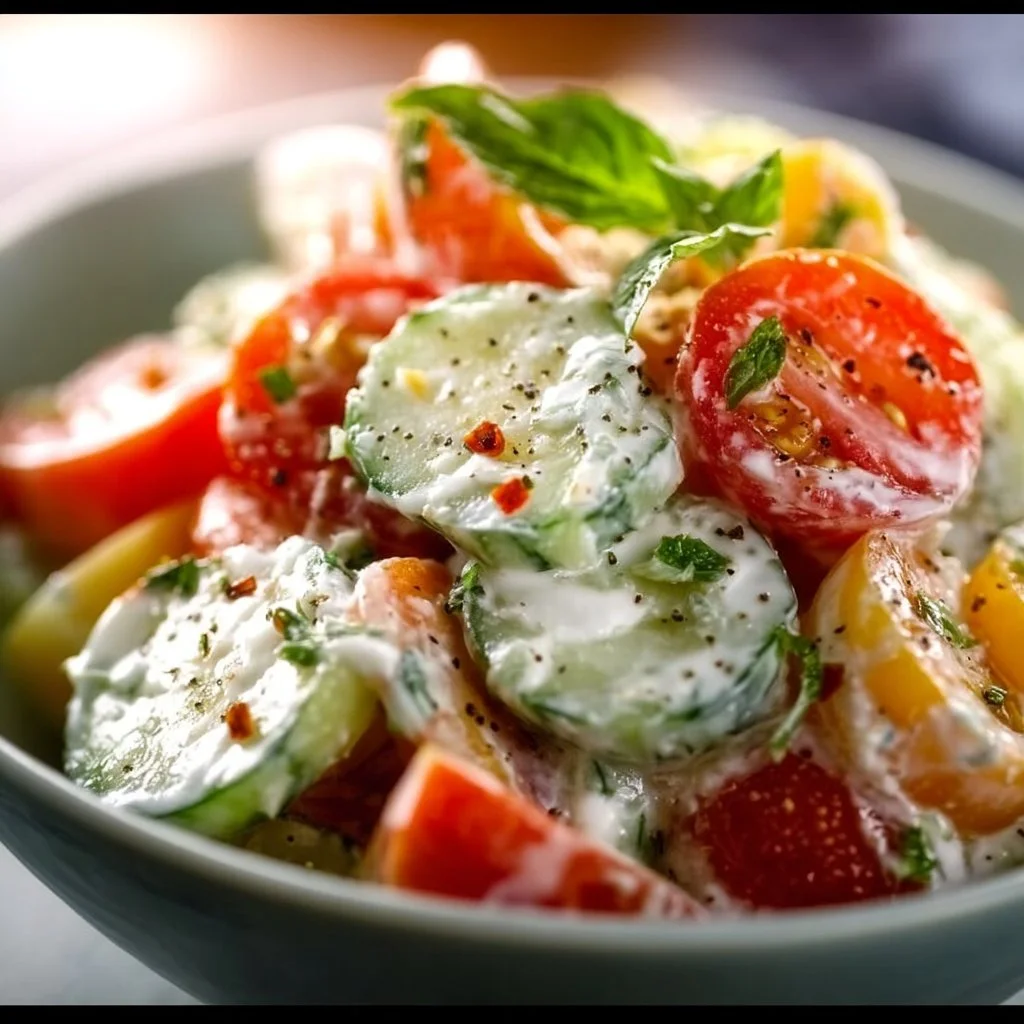 Creamy Cucumber Tomato Salad