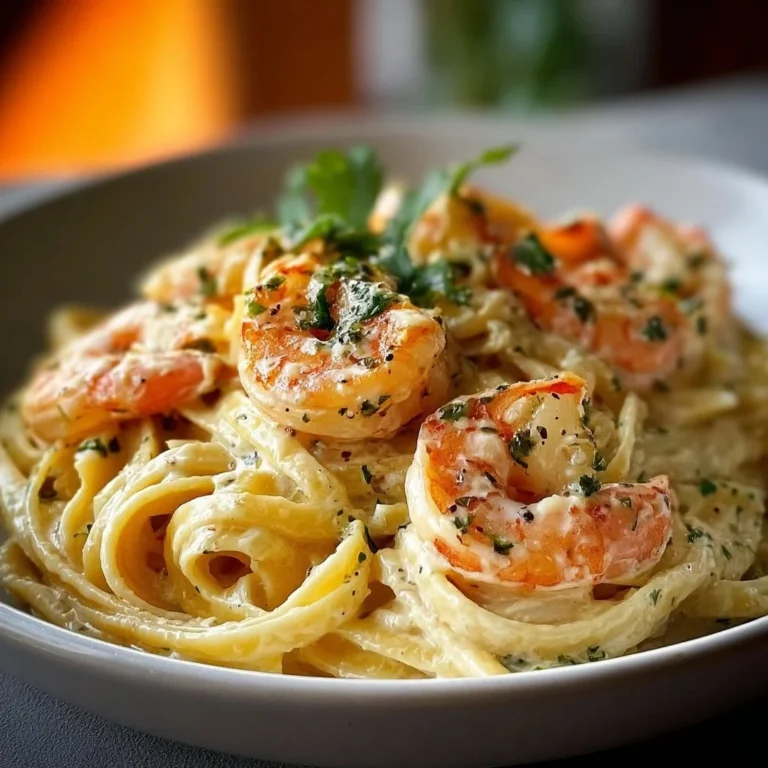 Creamy Marry Me shrimp pasta served in a bowl with herbs