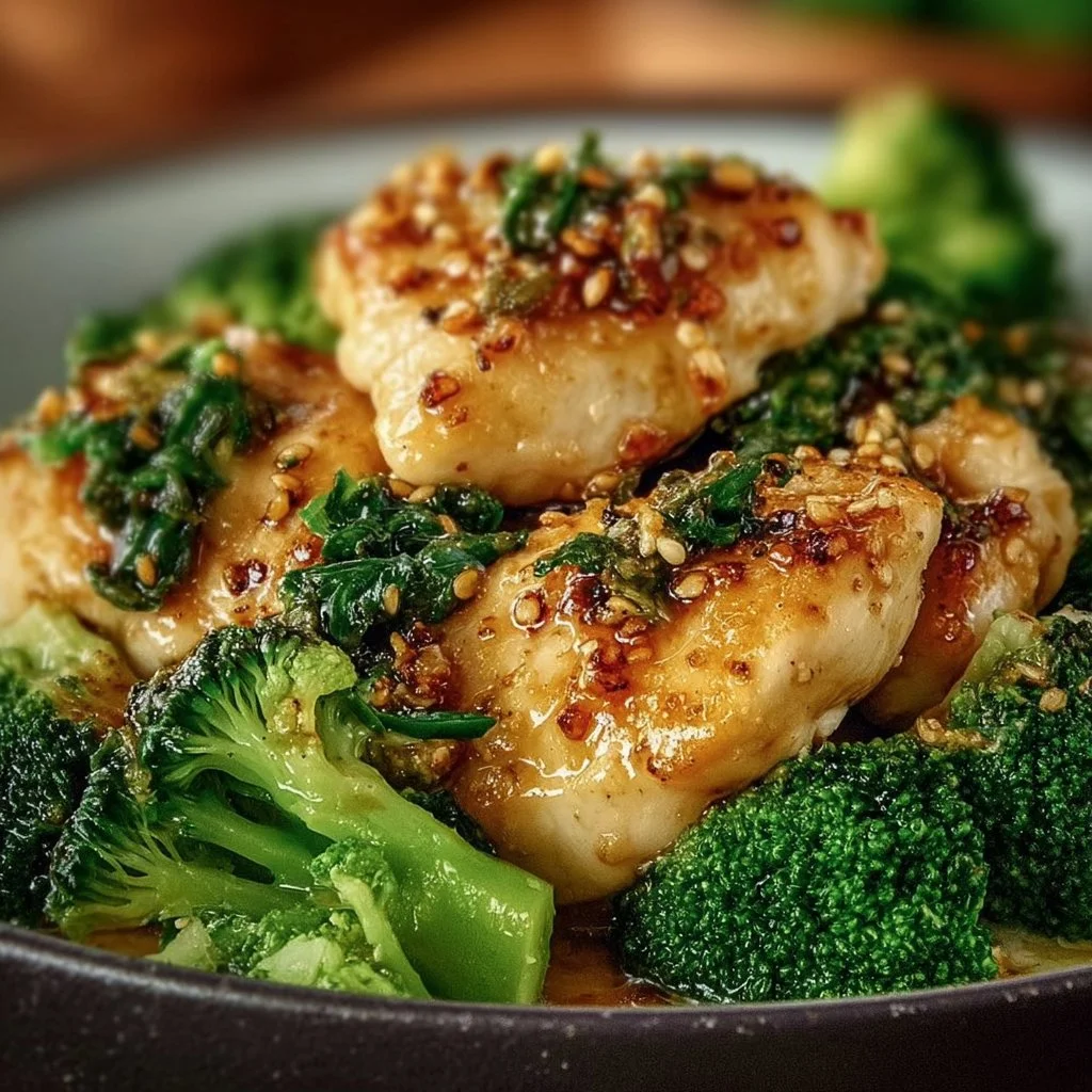 Garlic Chicken with Broccoli and Spinach