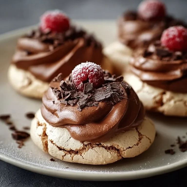 Gluten-free chocolate pavlova cookies on a decorative plate