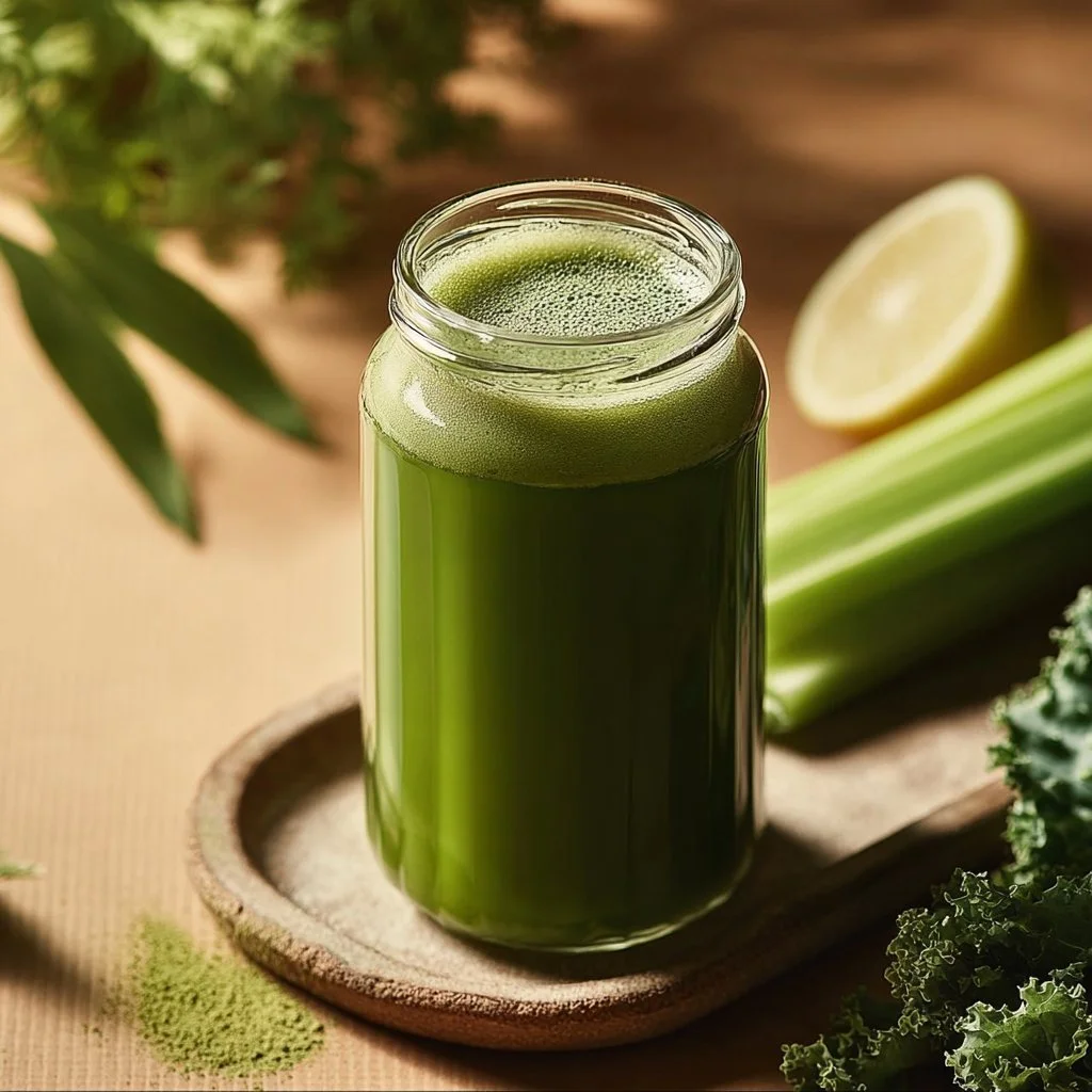 Fresh green juice recipe for healthy, glowing skin