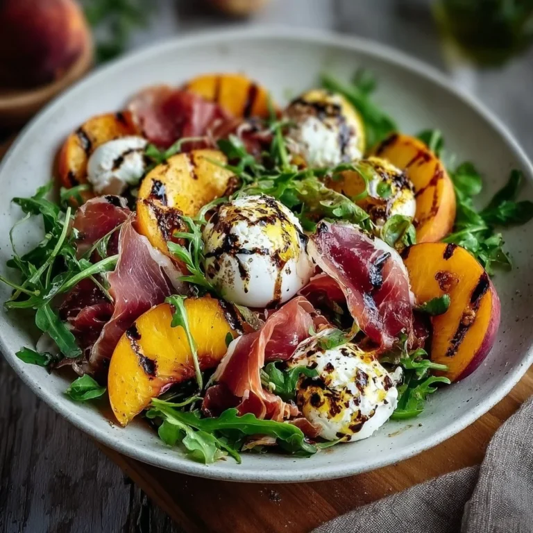 Grilled nectarine burrata salad with prosciutto and fresh greens