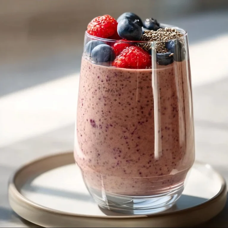 High protein smoothie with ingredients like fruits and protein powder