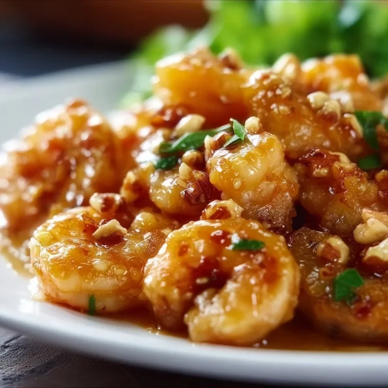 Delicious Honey Walnut Shrimp served with a garnish of walnuts and green onions.
