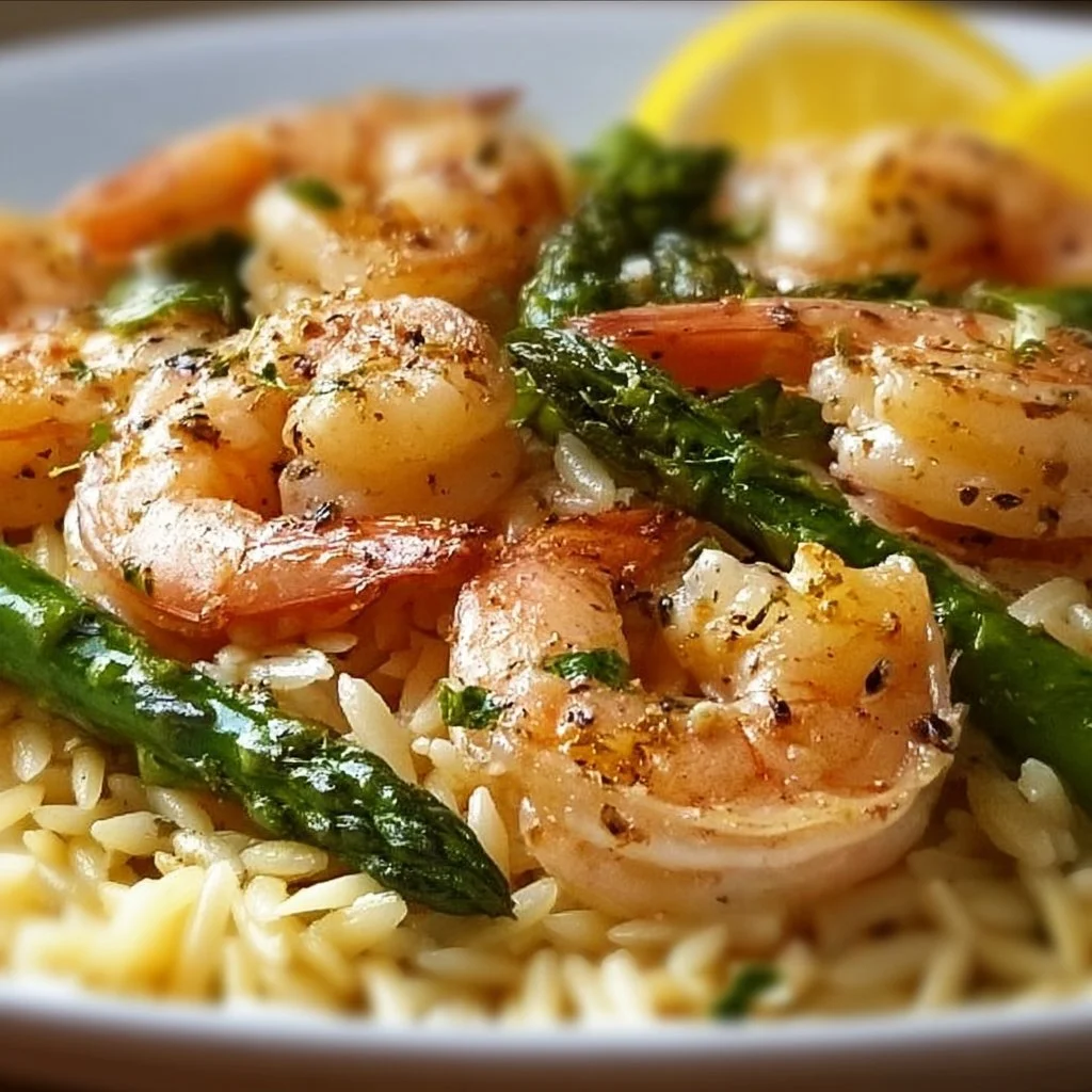 Lemon Garlic Shrimp and Asparagus Orzo