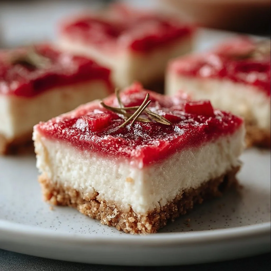 No Bake Rhubarb Cheesecake Squares