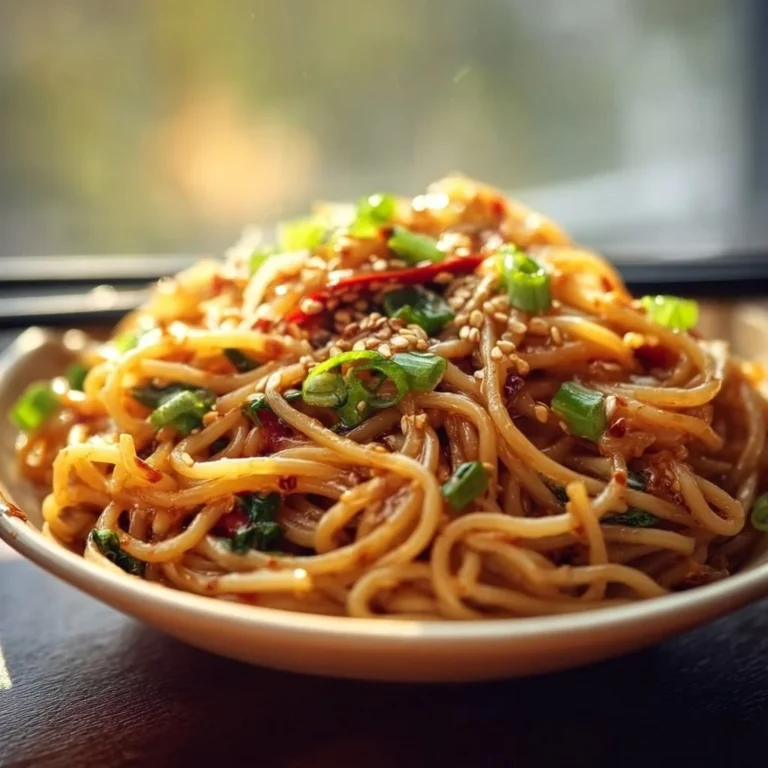 Bowl of spicy Szechuan Noodles with vibrant vegetables and broth