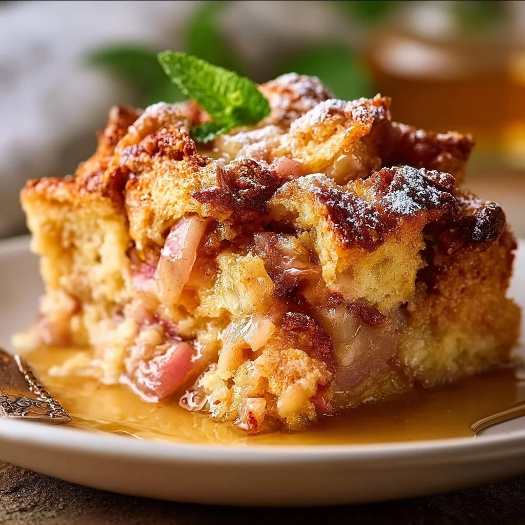 Tasty Rhubarb Bread Pudding