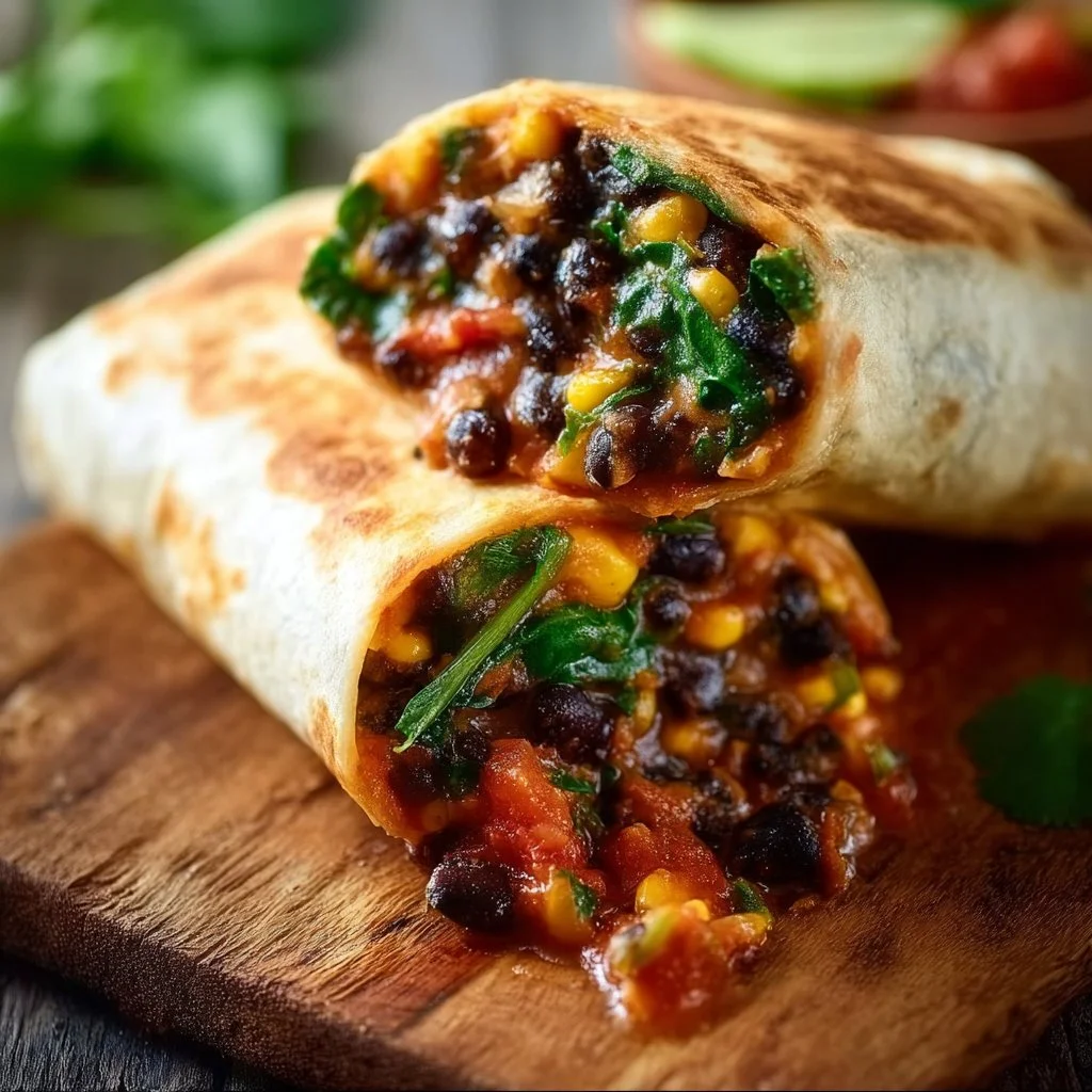 15 Minute Black Bean and Spinach Burritos