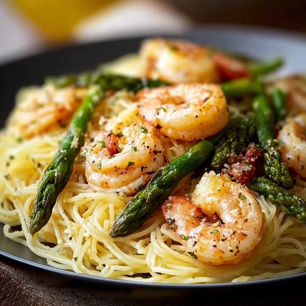 Asparagus Shrimp Angel Hair Pasta