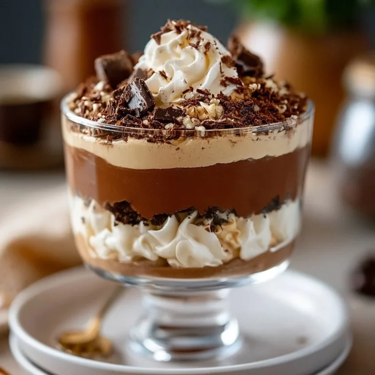 Delicious Baileys Chocolate Cheesecake Trifle with creamy layers of chocolate cheesecake