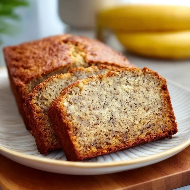 Delicious homemade banana bread with walnuts, golden crust, and slices ready to eat.