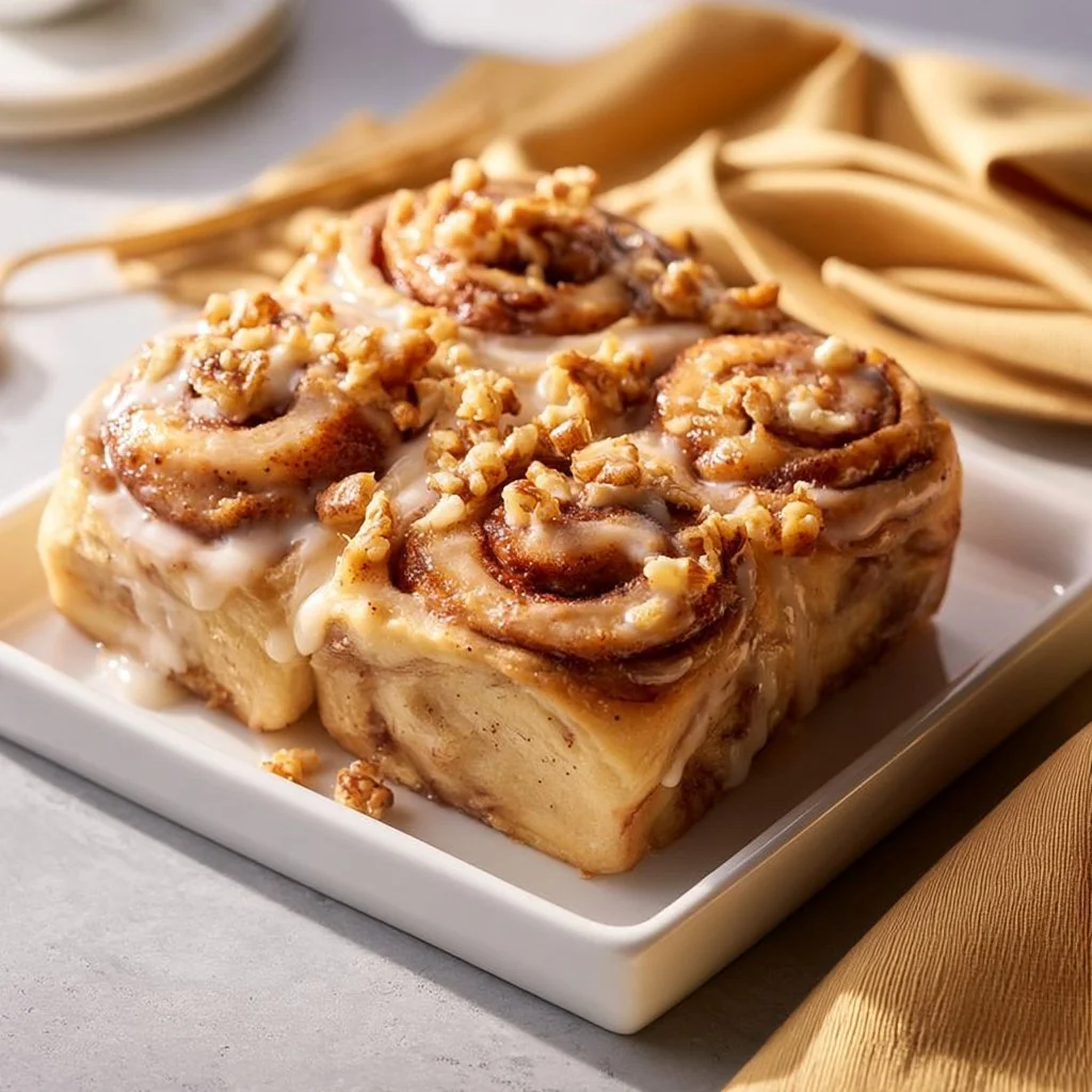 Delicious banana cinnamon roll spirals topped with icing