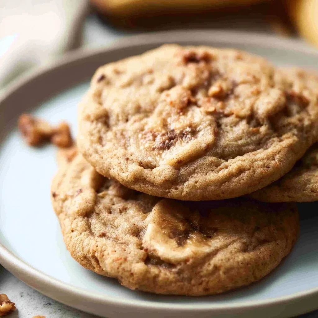 Freshly baked banana cookies on a cooling rack with chocolate chips