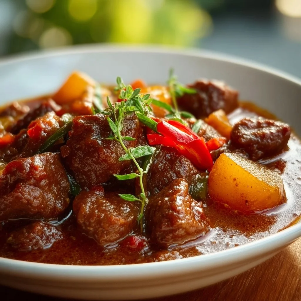 Beef Kaldereta translates to Beef Caldereta in English.