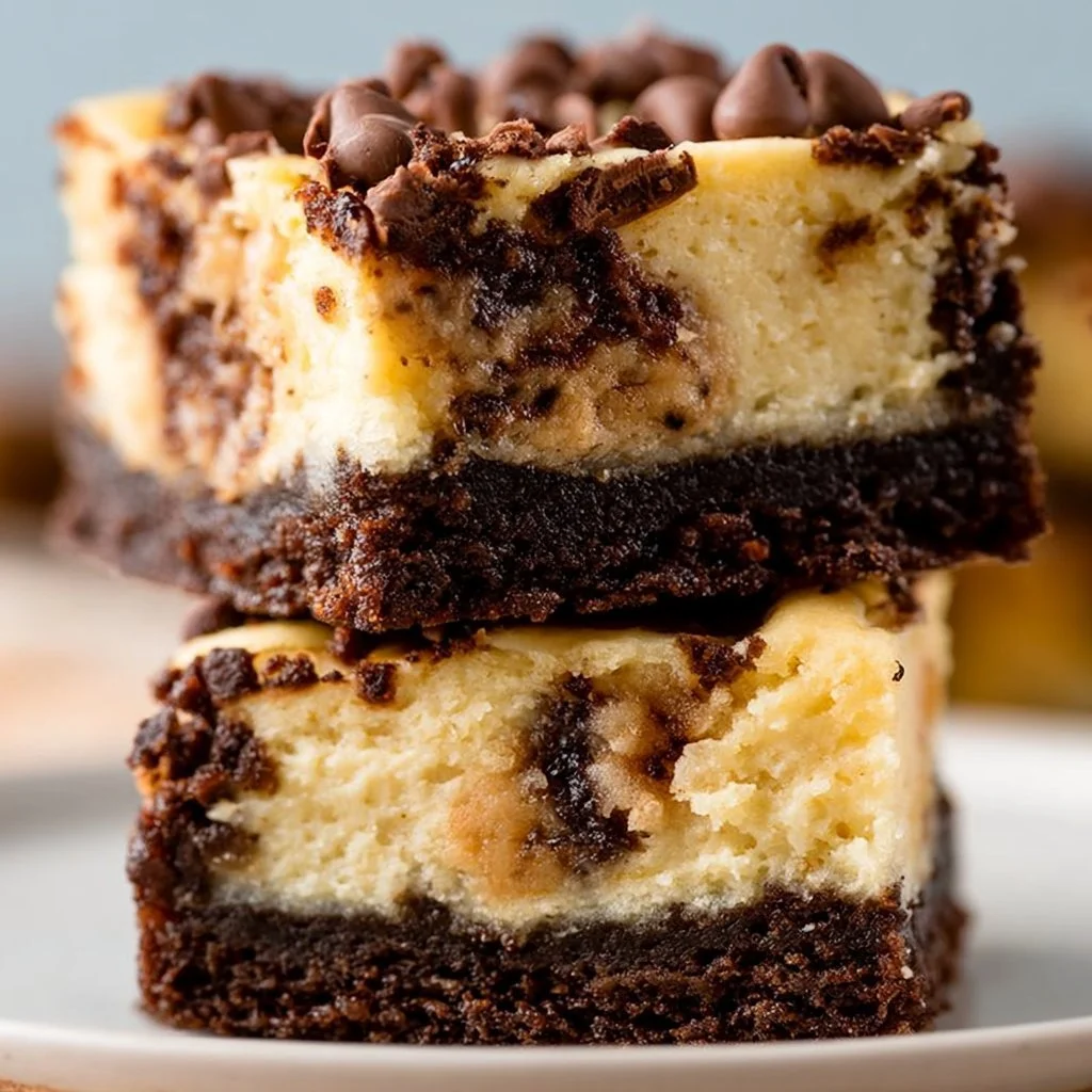 Brownie Bottom Cookie Dough Cheesecake Bars