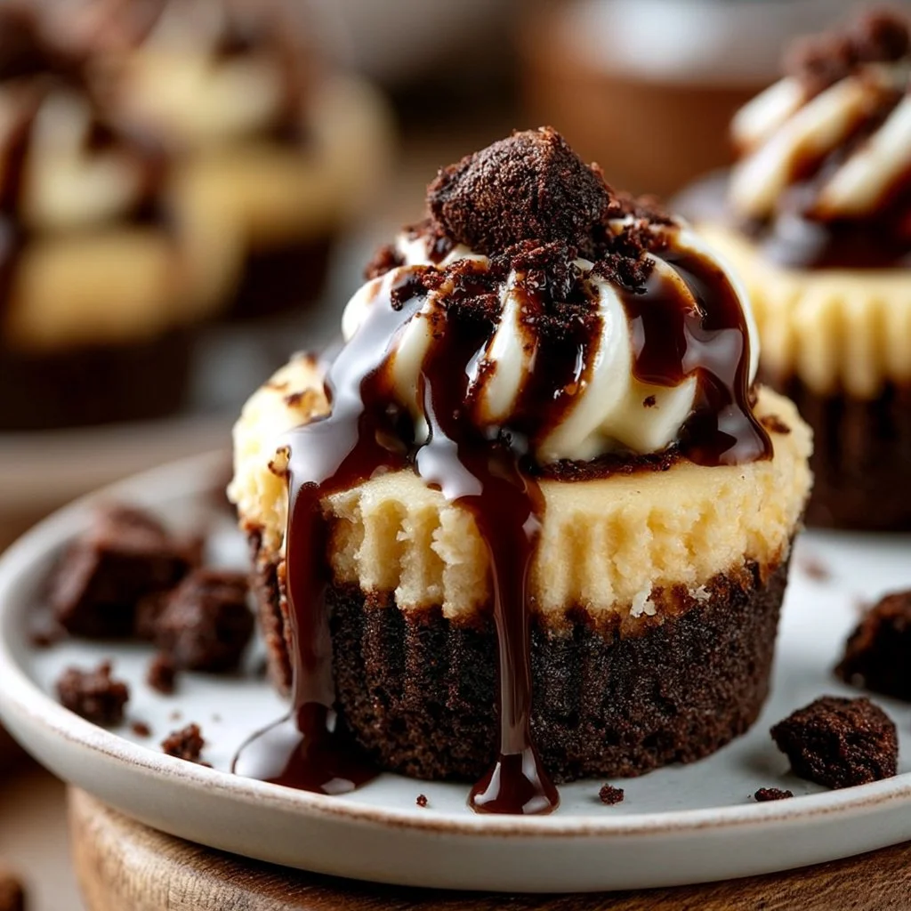 Brownie Bottom Mini Cheesecakes