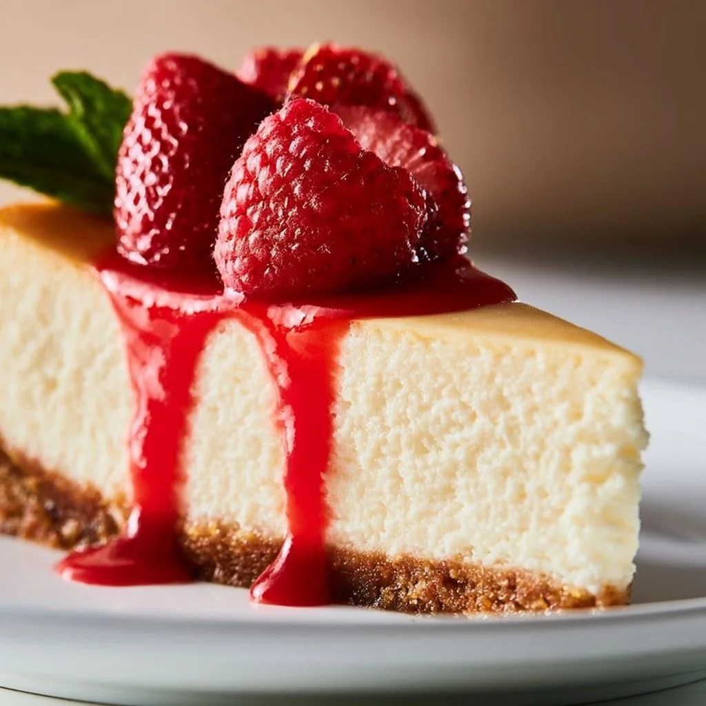 Delicious slice of Cheesecake Factory Cheesecake served on a plate