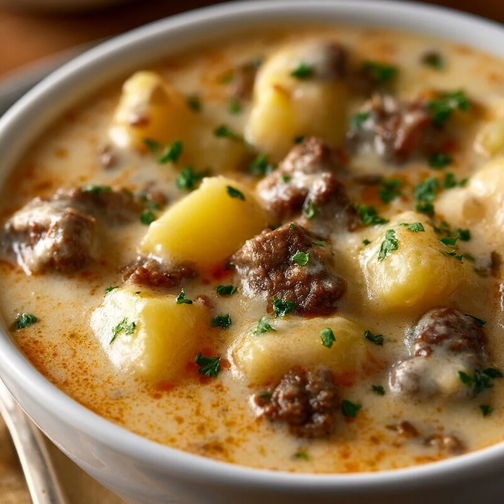 Cheesy Beef and Potato Soup