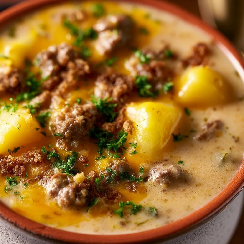 Cheesy Beef and Potato Soup