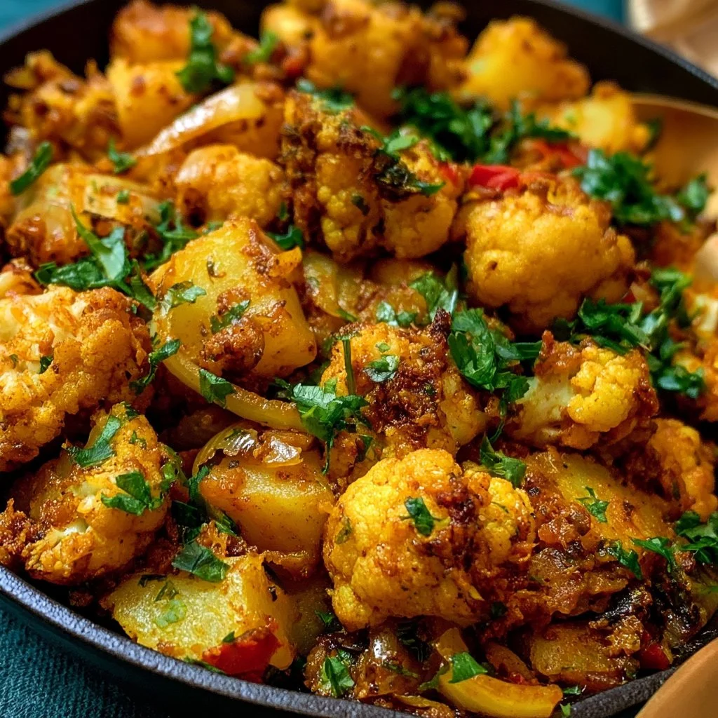 Delicious Aloo Gobi - a popular vegetarian dish of potatoes and cauliflower coated in delicious Indian spices, the perfect… | Indian gobi recipes, Healthy Indian cauliflower recipes, Indian food recipes vegetarian