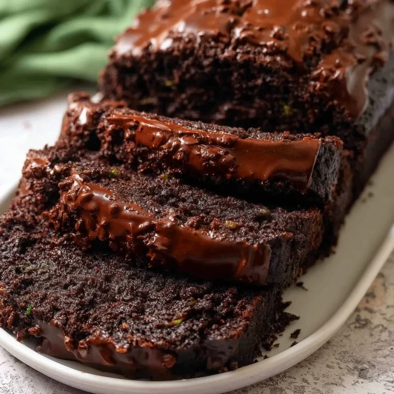 Double Dark Chocolate Zucchini Loaf with rich chocolate glaze