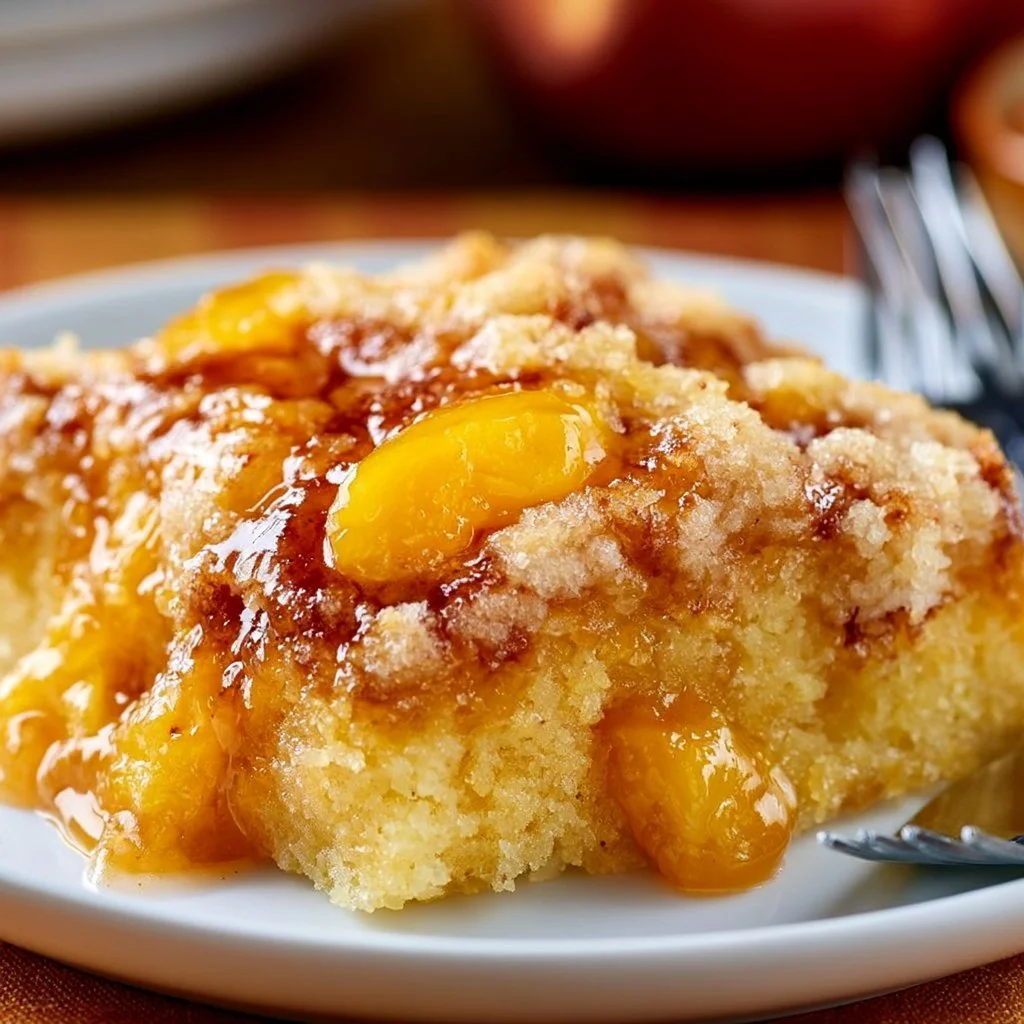 Easy Peach Cobbler Dump Cake Recipe