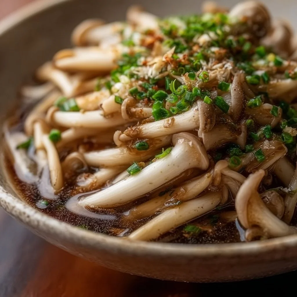 Enoki Mushrooms in Garlic and Scallion Sauce